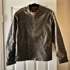 Frye Men’s Cafe Racer Brown Leather Jacket XL